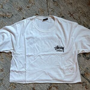 Stussy Honolulu White Graphic T-Shirt CROPPED
